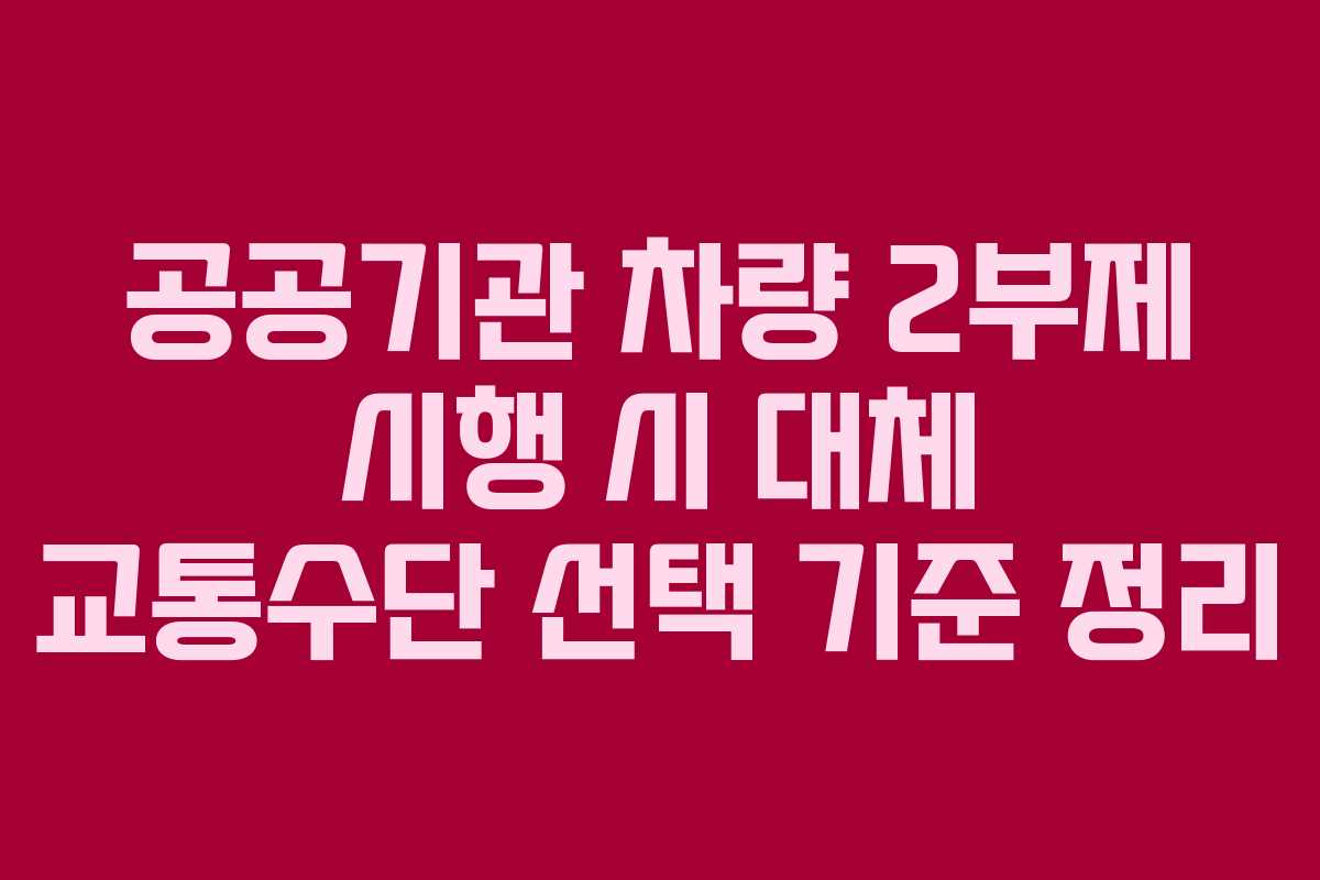 공공기관 차량 2부제 시행 시 대체 교통수단 선택 기준 정리