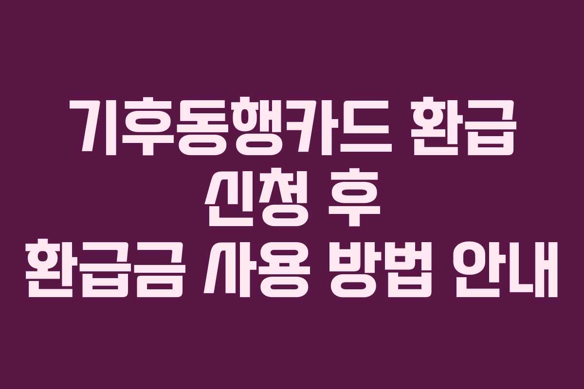 기후동행카드 환급 신청 후 환급금 사용 방법 안내