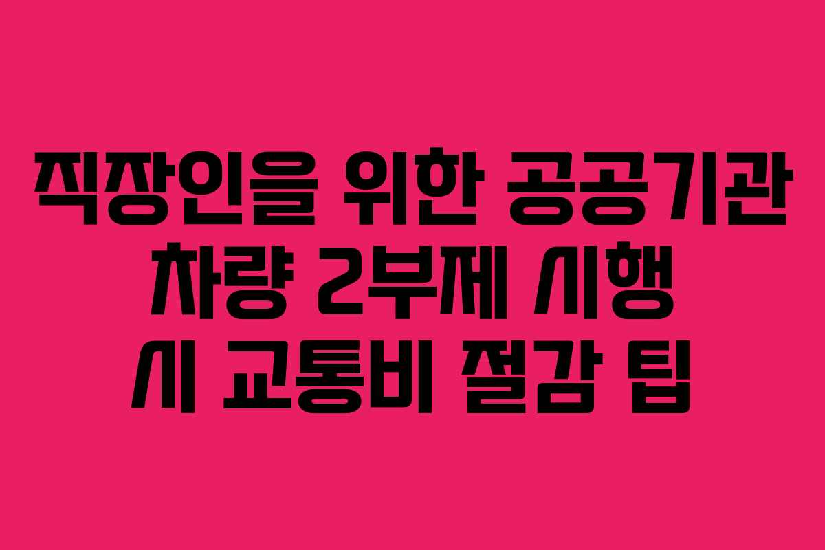 직장인을 위한 공공기관 차량 2부제 시행 시 교통비 절감 팁