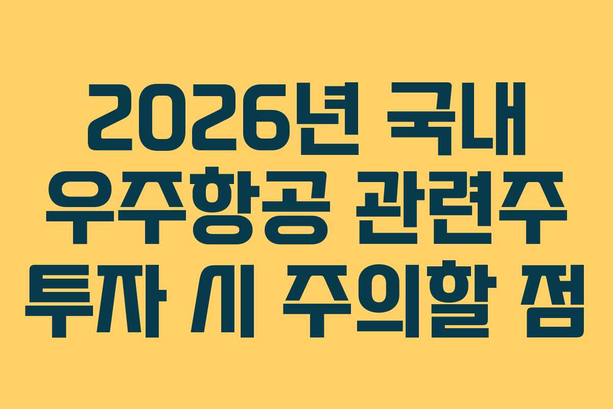2026년 국내 우주항공 관련주 투자 시 주의할 점