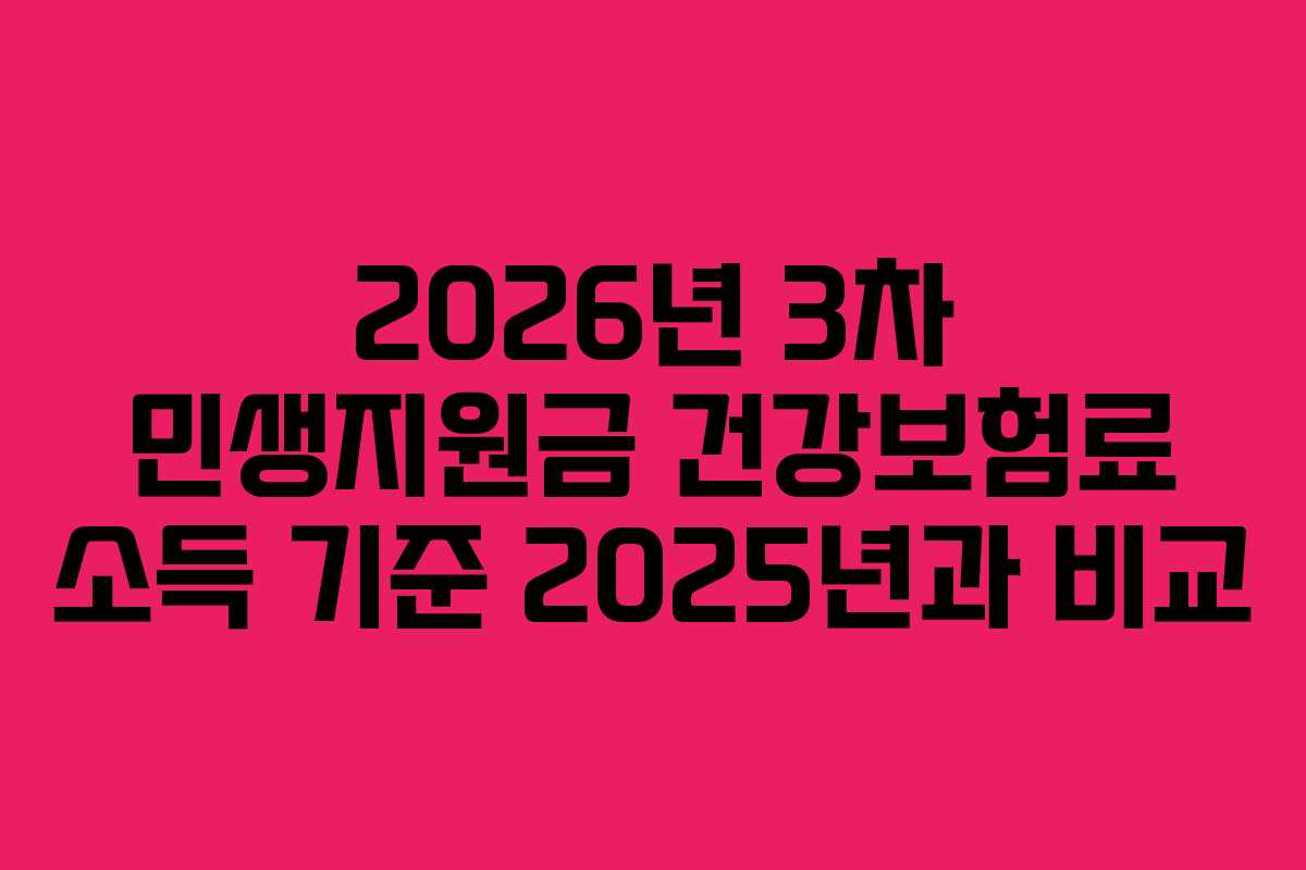 2026년 3차 민생지원금 건강보험료 소득 기준 2025년과 비교