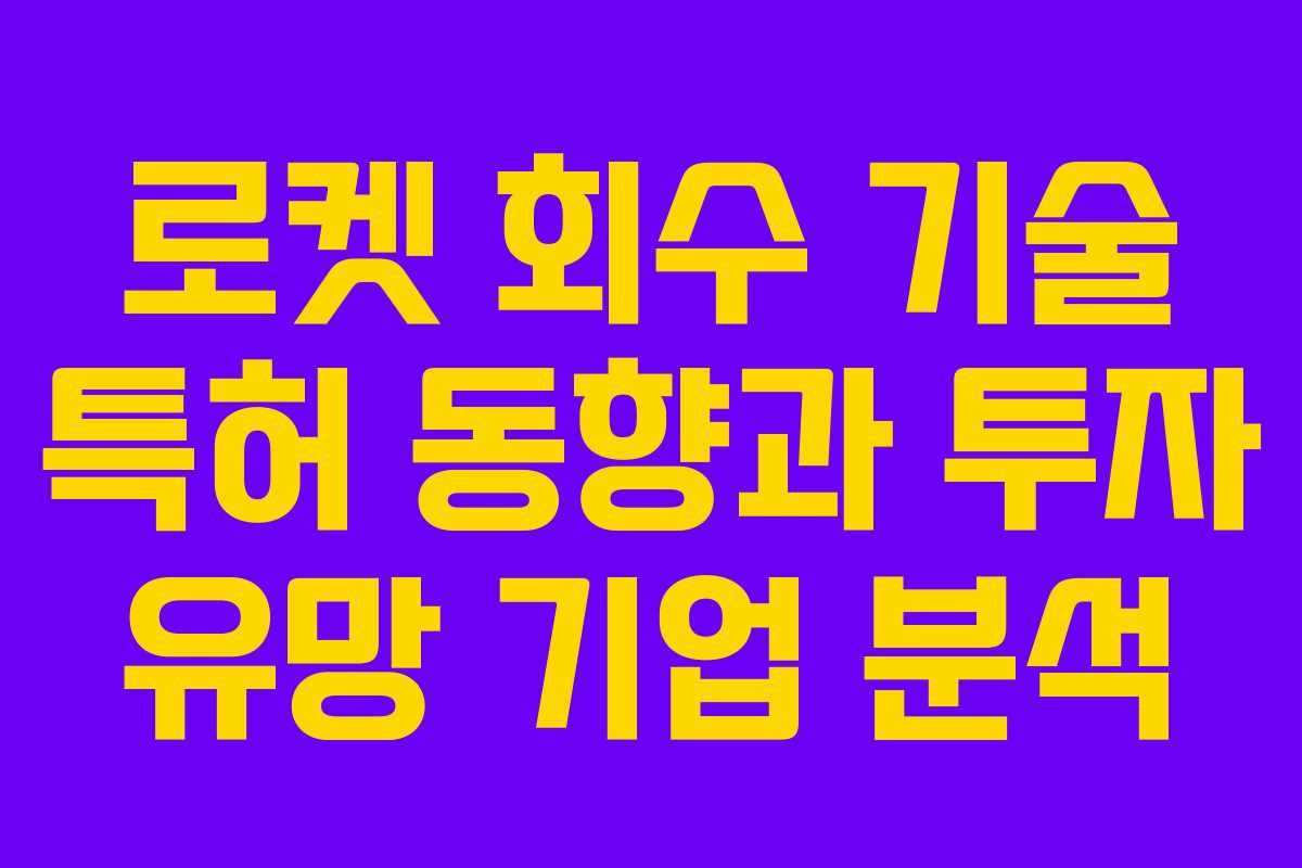 로켓 회수 기술 특허 동향과 투자 유망 기업 분석