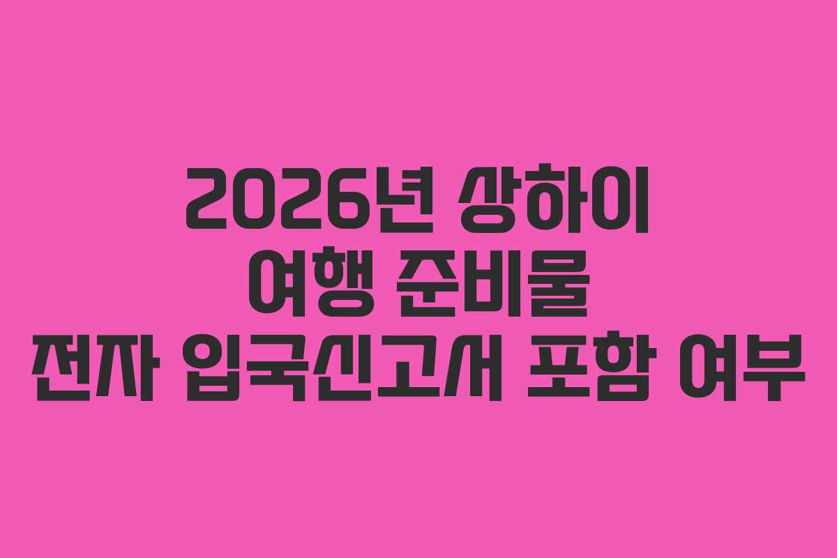 2026년 상하이 여행 준비물 전자 입국신고서 포함 여부
