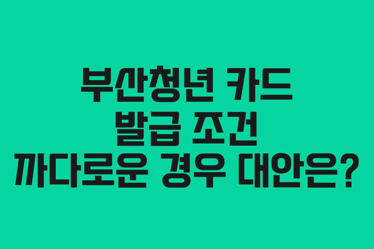 부산청년 카드 발급 조건 까다로운 경우 대안은?