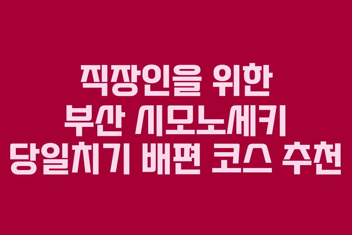 직장인을 위한 부산 시모노세키 당일치기 배편 코스 추천