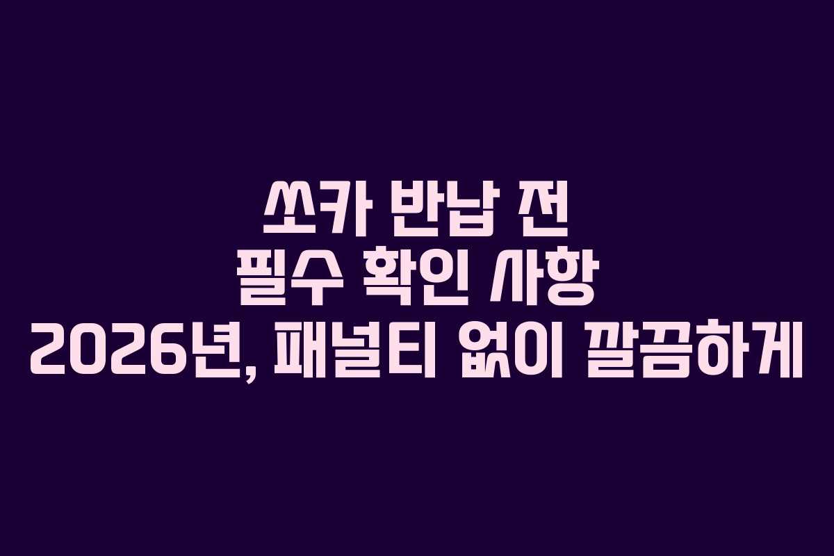 쏘카 반납 전 필수 확인 사항 2026년, 패널티 없이 깔끔하게