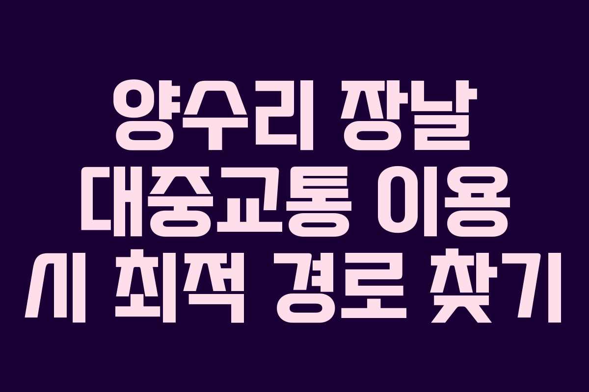 양수리 장날 대중교통 이용 시 최적 경로 찾기