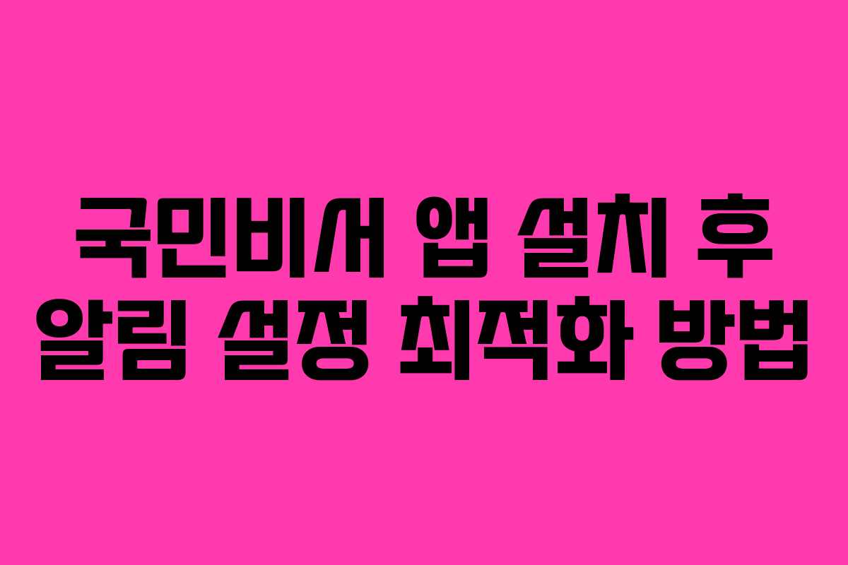 국민비서 앱 설치 후 알림 설정 최적화 방법