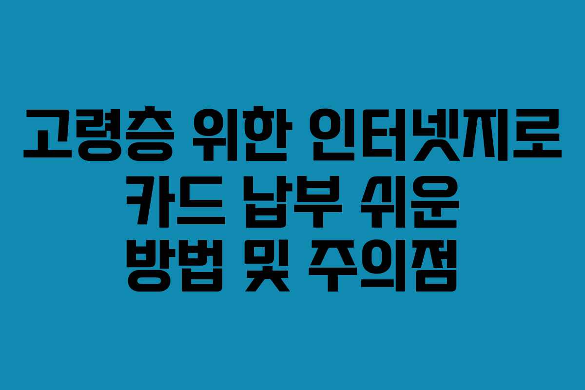 고령층 위한 인터넷지로 카드 납부 쉬운 방법 및 주의점