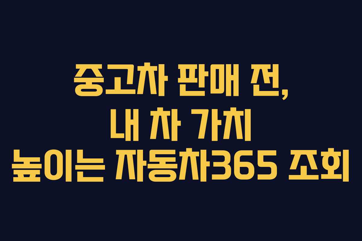 중고차 판매 전, 내 차 가치 높이는 자동차365 조회