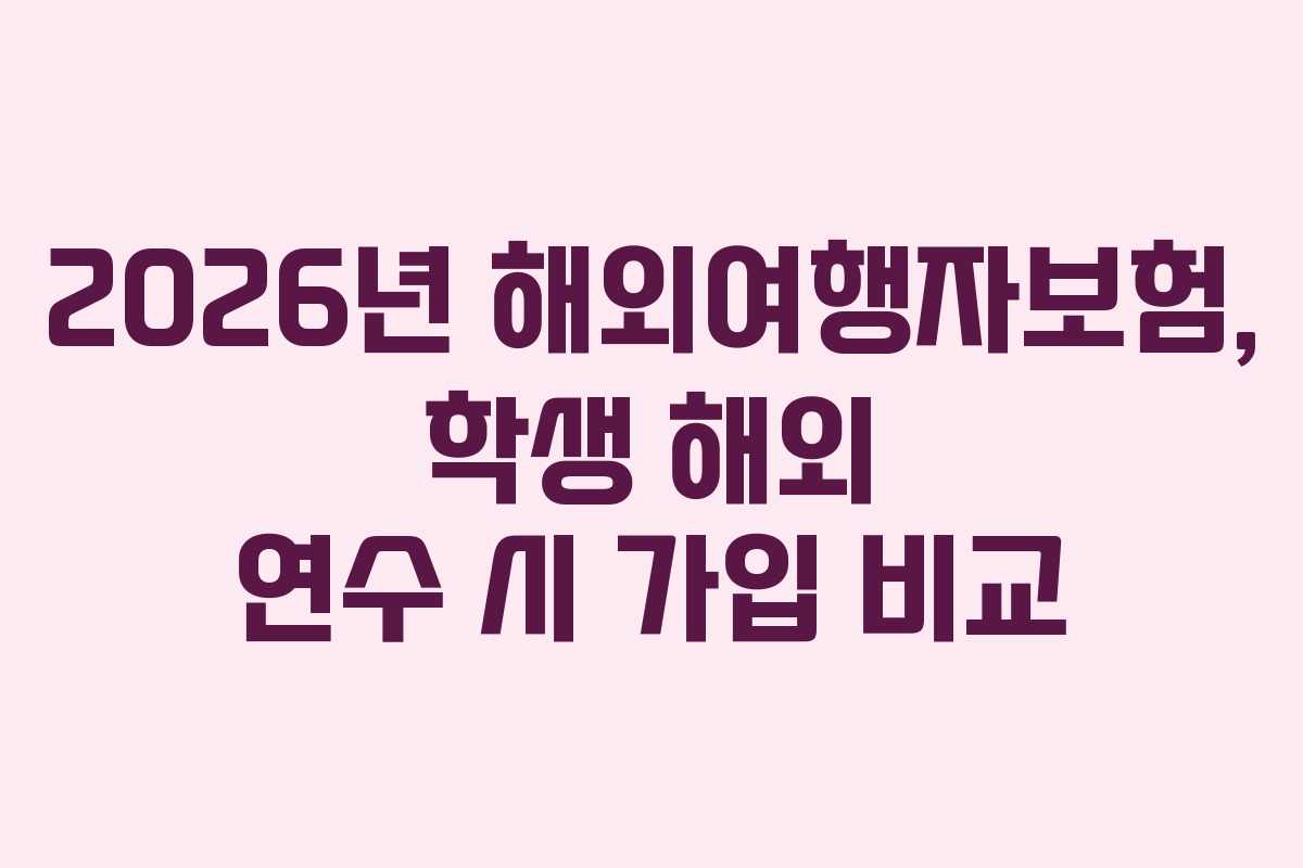 2026년 해외여행자보험, 학생 해외 연수 시 가입 비교