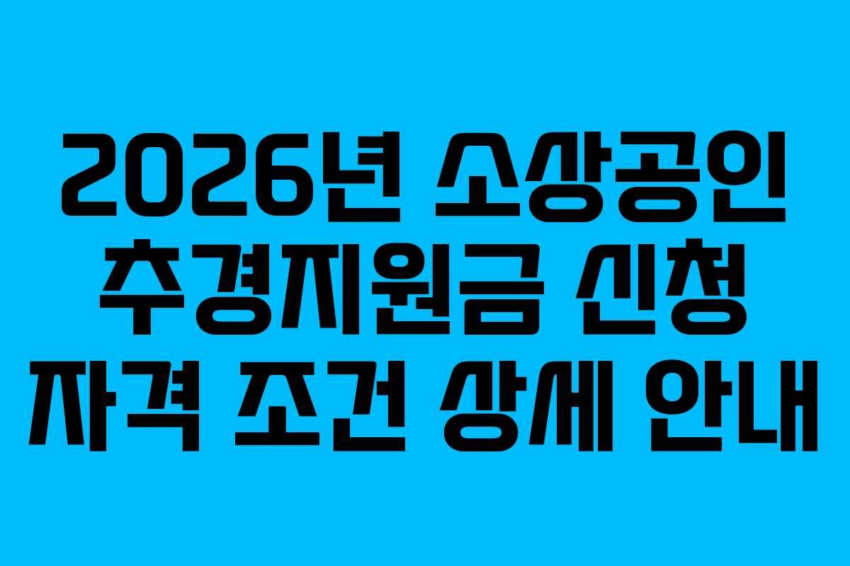 2026년 소상공인 추경지원금 신청 자격 조건 상세 안내