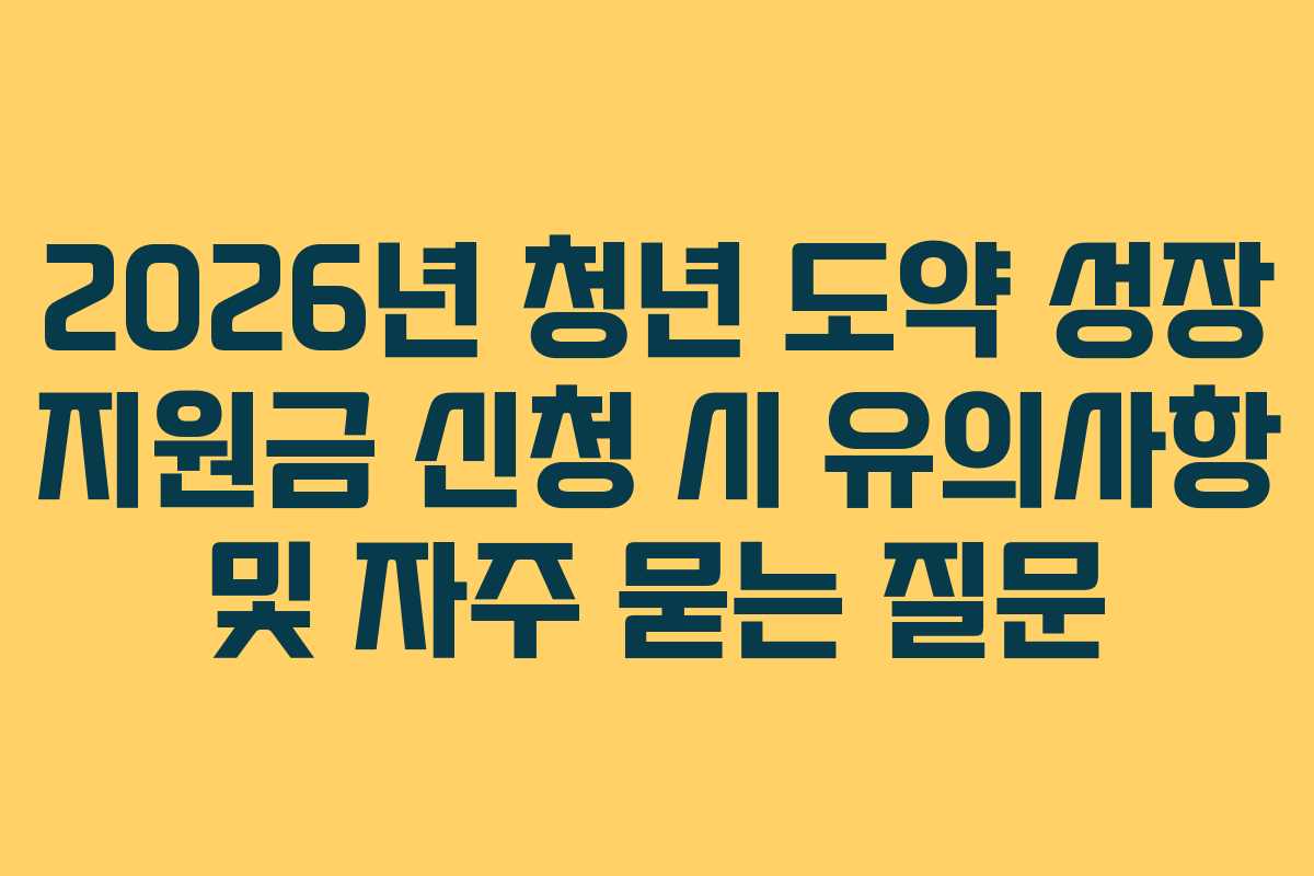 2026년 청년 도약 성장 지원금 신청 시 유의사항 및 자주 묻는 질문
