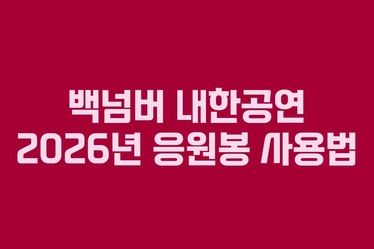 백넘버 내한공연 2026년 응원봉 사용법