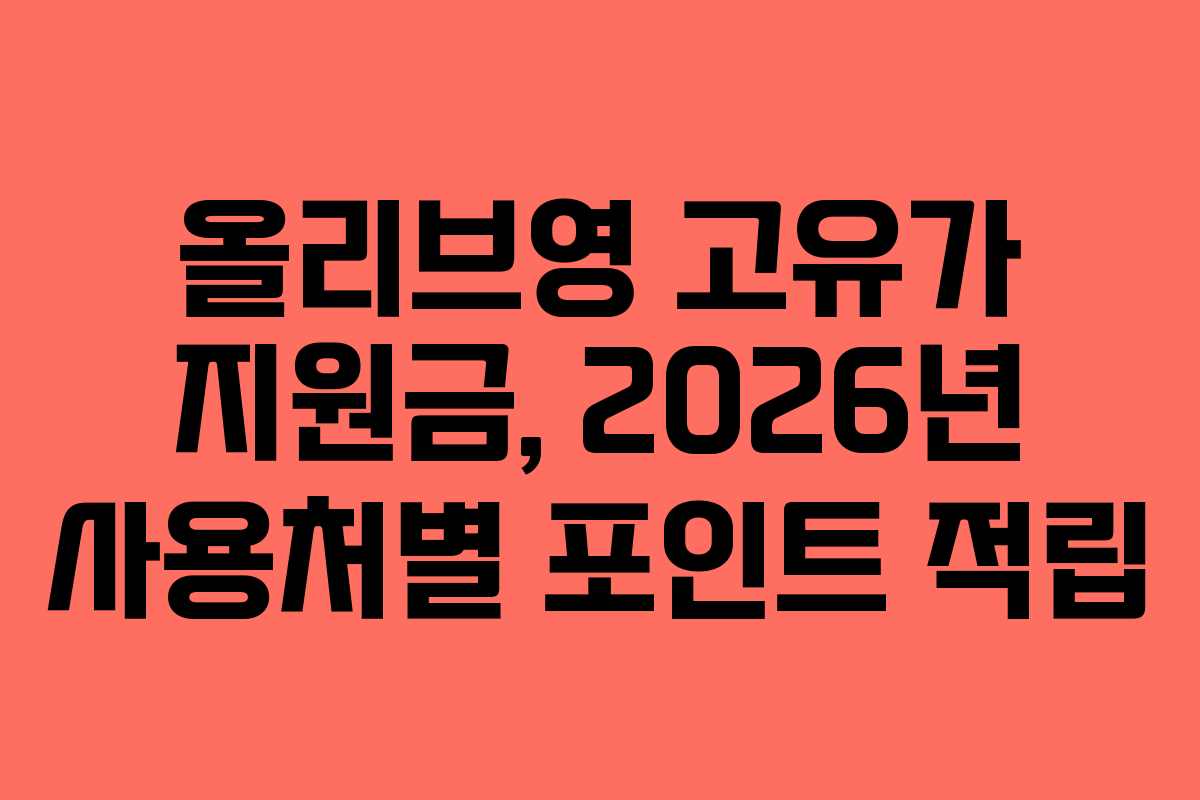 올리브영 고유가 지원금, 2026년 사용처별 포인트 적립