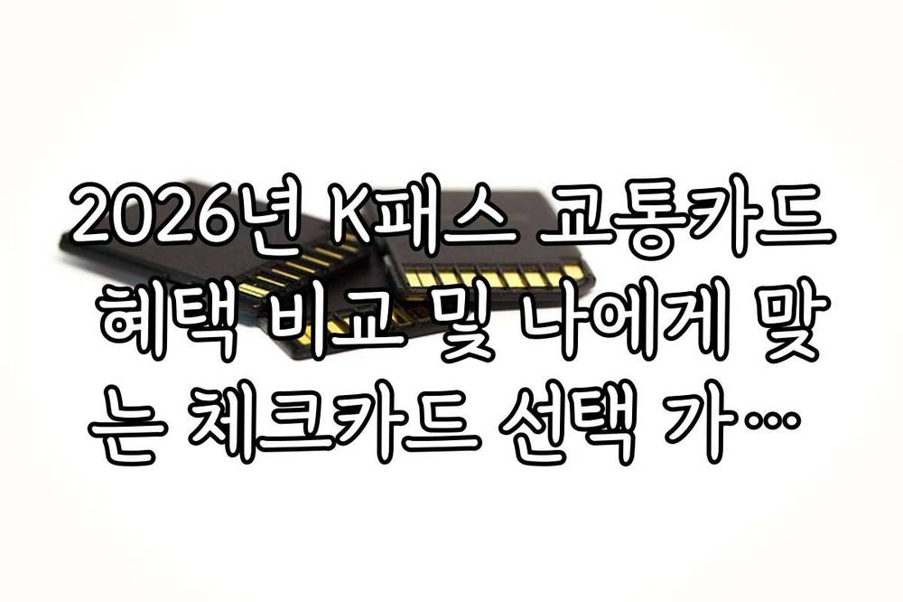2026년 K패스 교통카드 혜택 비교 및 나에게 맞는 체크카드 선택 가이드