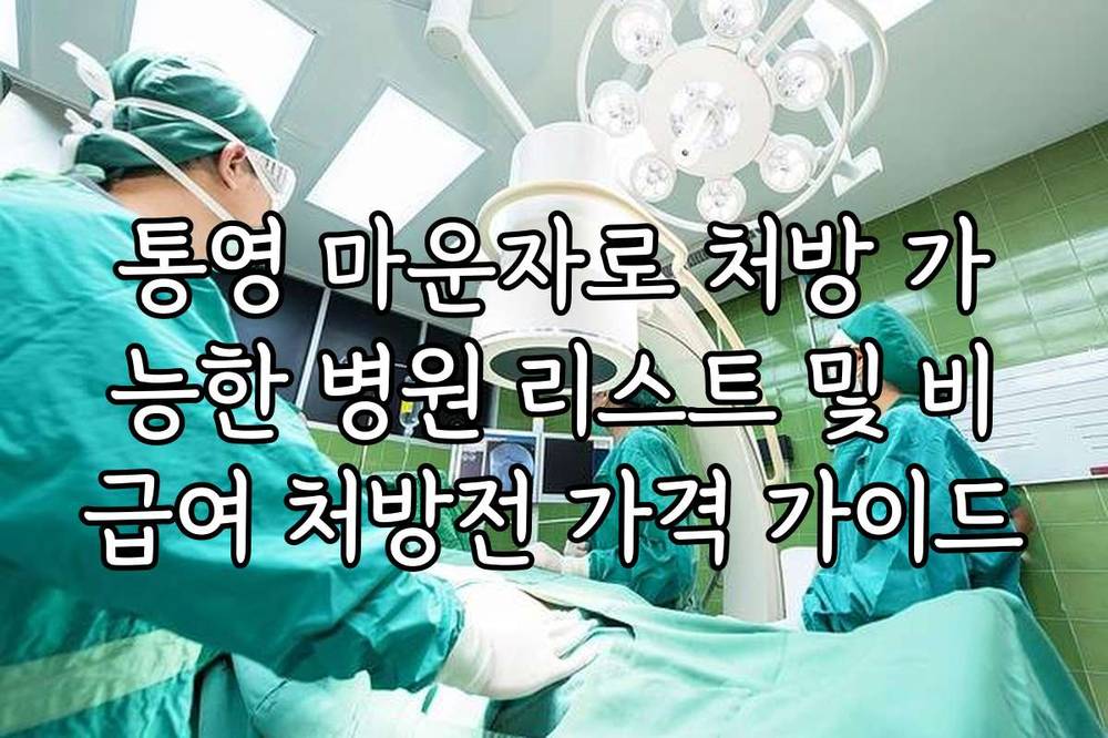 통영 마운자로 처방 가능한 병원 리스트 및 비급여 처방전 가격 가이드
