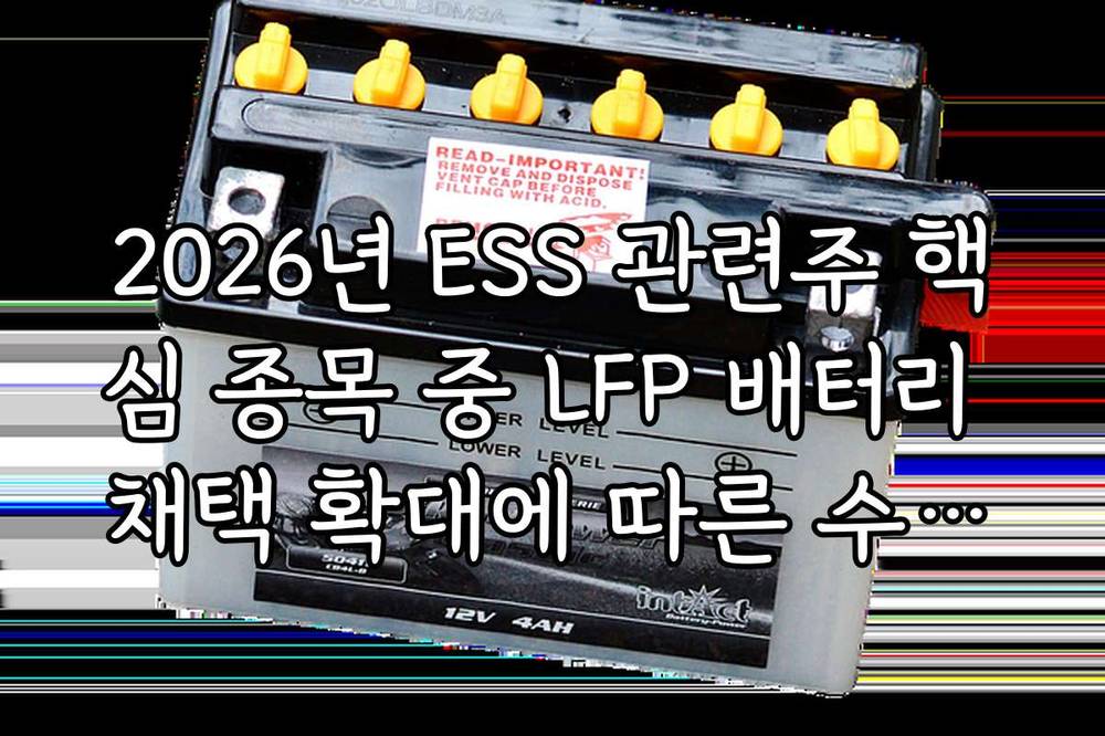 2026년 ESS 관련주 핵심 종목 중 LFP 배터리 채택 확대에 따른 수혜주