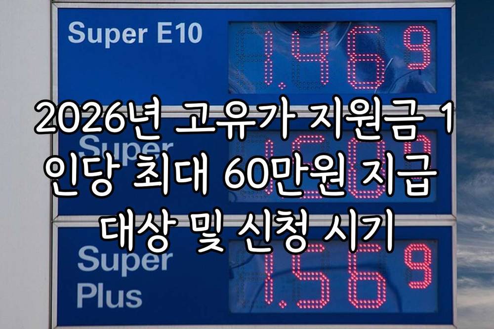2026년 고유가 지원금 1인당 최대 60만원 지급 대상 및 신청 시기
