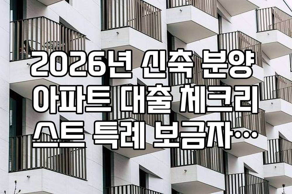 2026년 신축 분양 아파트 대출 체크리스트 특례 보금자리론 종료 후 대안