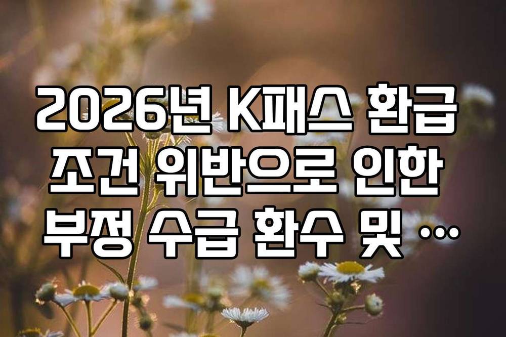 2026년 K패스 환급 조건 위반으로 인한 부정 수급 환수 및 탈퇴 규정