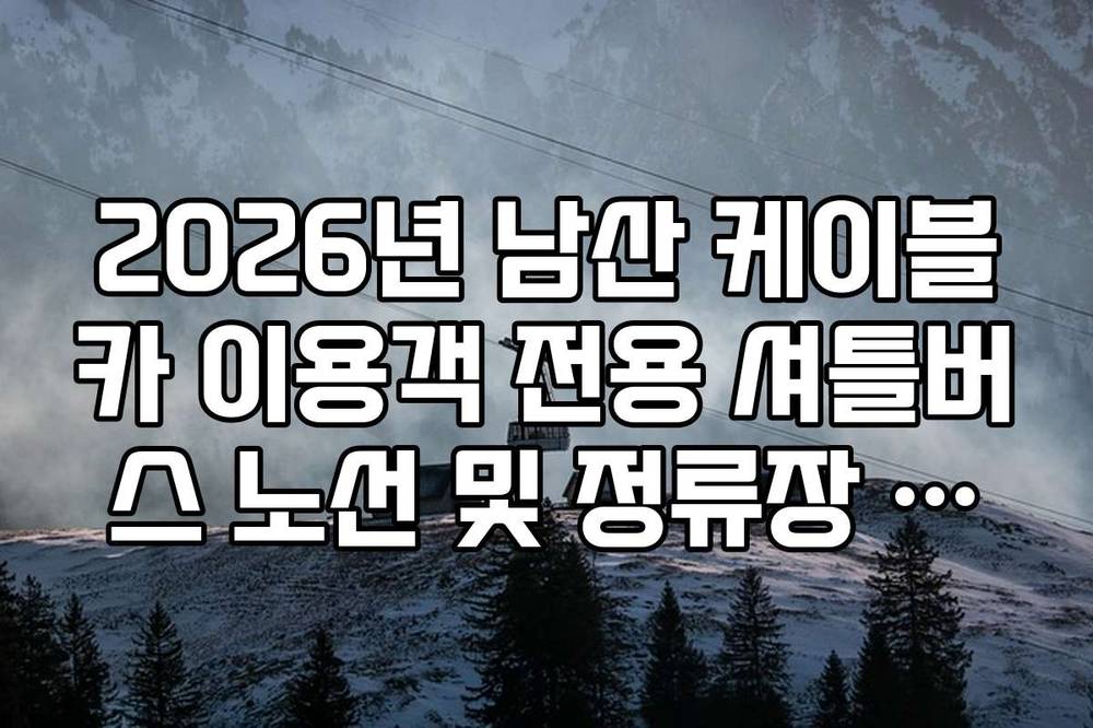 2026년 남산 케이블카 이용객 전용 셔틀버스 노선 및 정류장 위치 안내