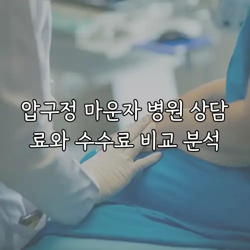 압구정 마운자 병원 상담료와 수수료 비교 분석