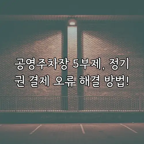 공영주차장 5부제, 정기권 결제 오류 해결 방법!