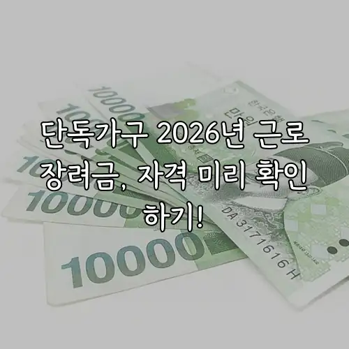 단독가구 2026년 근로장려금, 자격 미리 확인하기!