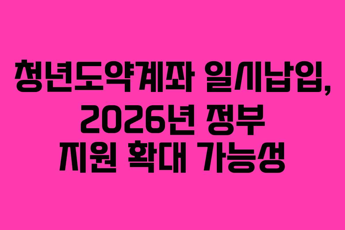 청년도약계좌-일시납입,-2026년-정부-지원-확대-가능성