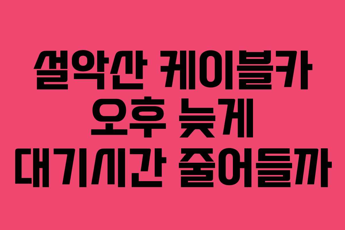 설악산-케이블카-오후-늦게-대기시간-줄어들까