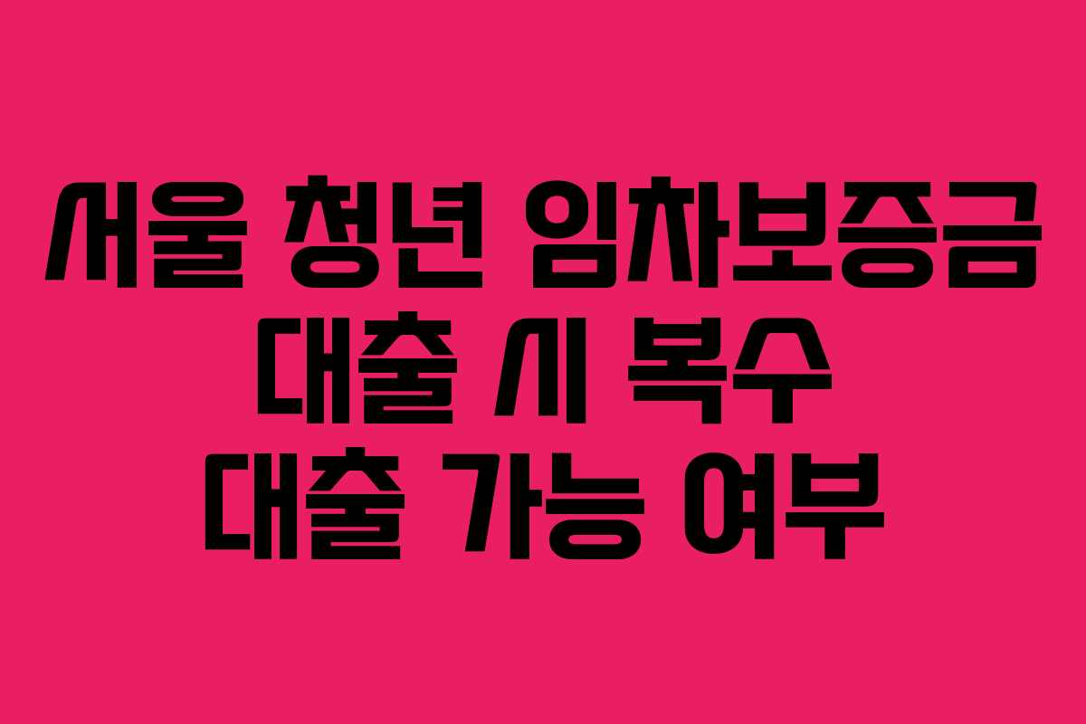 서울-청년-임차보증금-대출-시-복수-대출-가능-여부