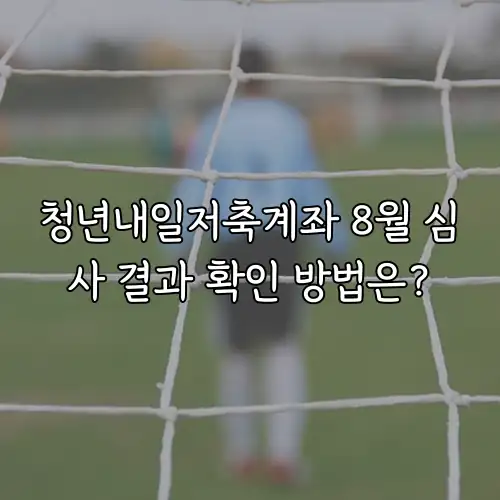 청년내일저축계좌 8월 심사 결과 확인 방법은?