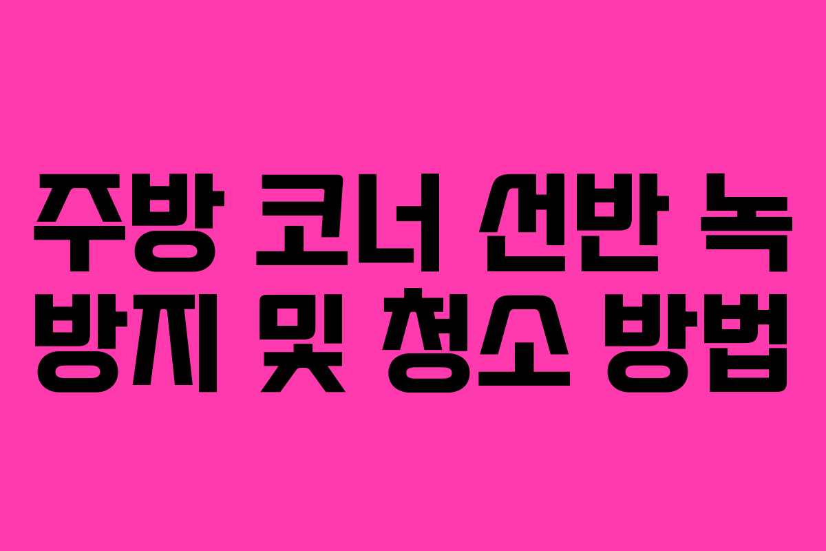 주방-코너-선반-녹-방지-및-청소-방법